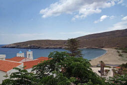 Blick von der Platia Kairis zum Südstrand (Andros Stadt - Chora)